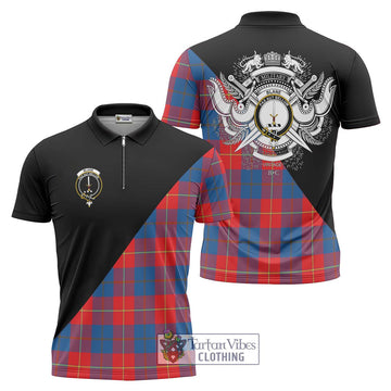 Blane Tartan Zipper Polo Shirt with Family Crest and Military Logo Style Unisex - Tartan Vibes Clothing