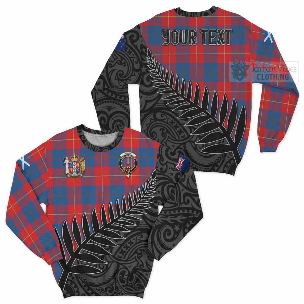 Blane Crest Tartan Sweatshirt with New Zealand Silver Fern Half Style Unisex - Tartan Vibes Clothing