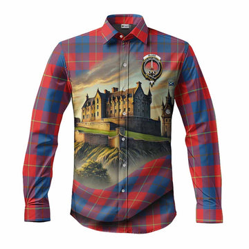 Tartan Vibes Clothing Blane Tartan Family Crest Long Sleeve Button Shirt with Scottish Ancient Castle Style