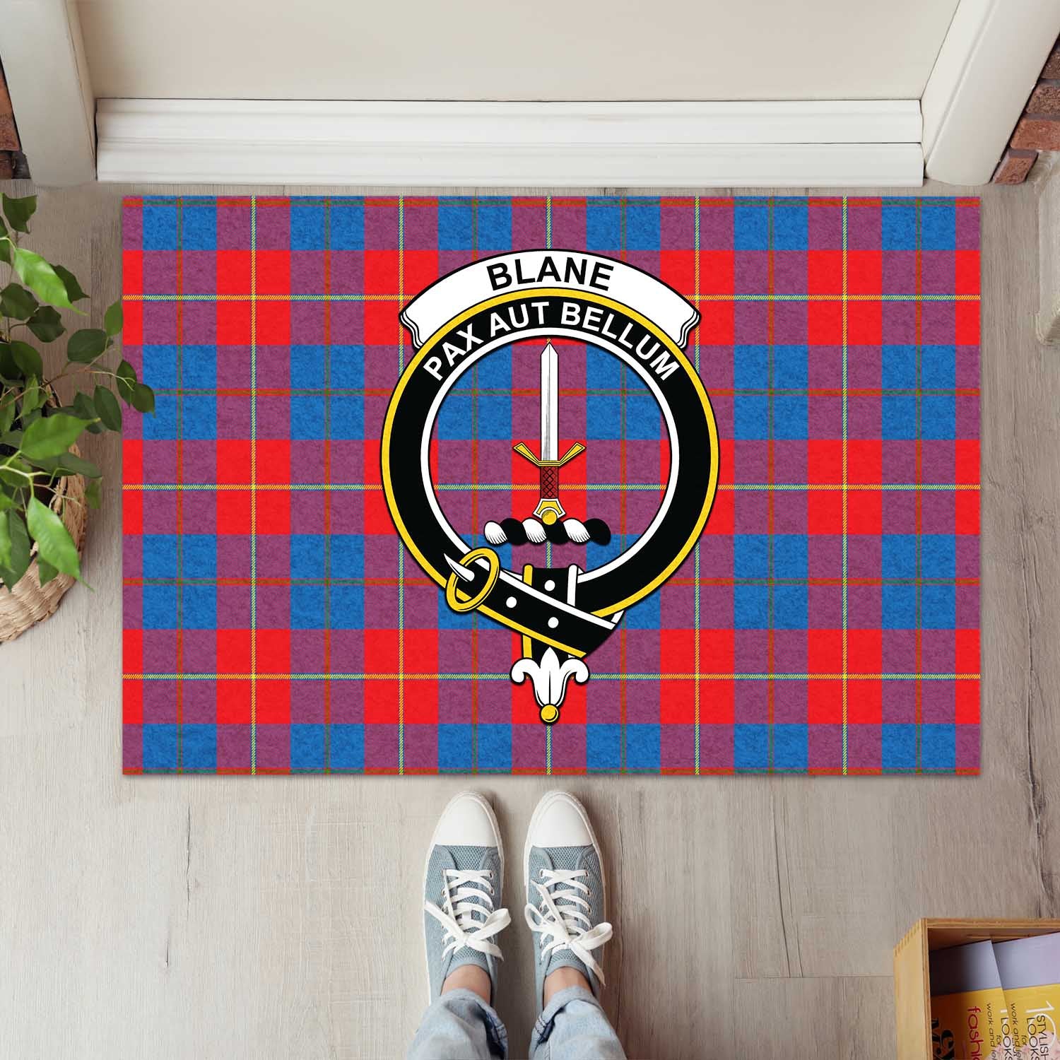 Blane Tartan Rubber Doormat with Family Crest L 60*90cm - Tartan Vibes Clothing