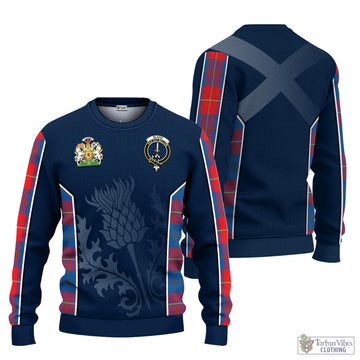 Tartan Vibes Clothing Blane Tartan Knitted Sweatshirt with Family Crest and Scottish Thistle Vibes Sport Style