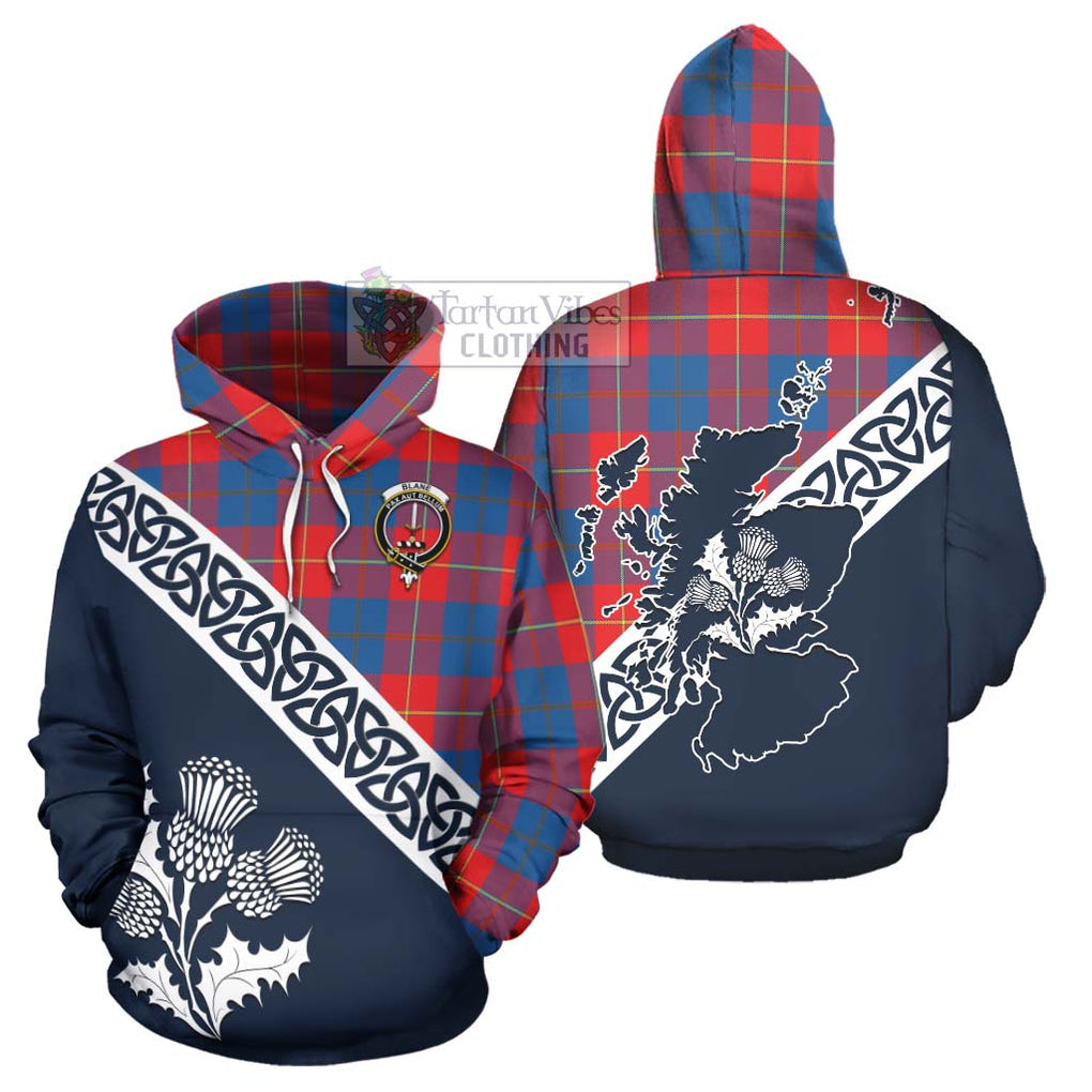 Blane Tartan Hoodie Featuring Thistle and Scotland Map Zip Hoodie - Tartan Vibes Clothing