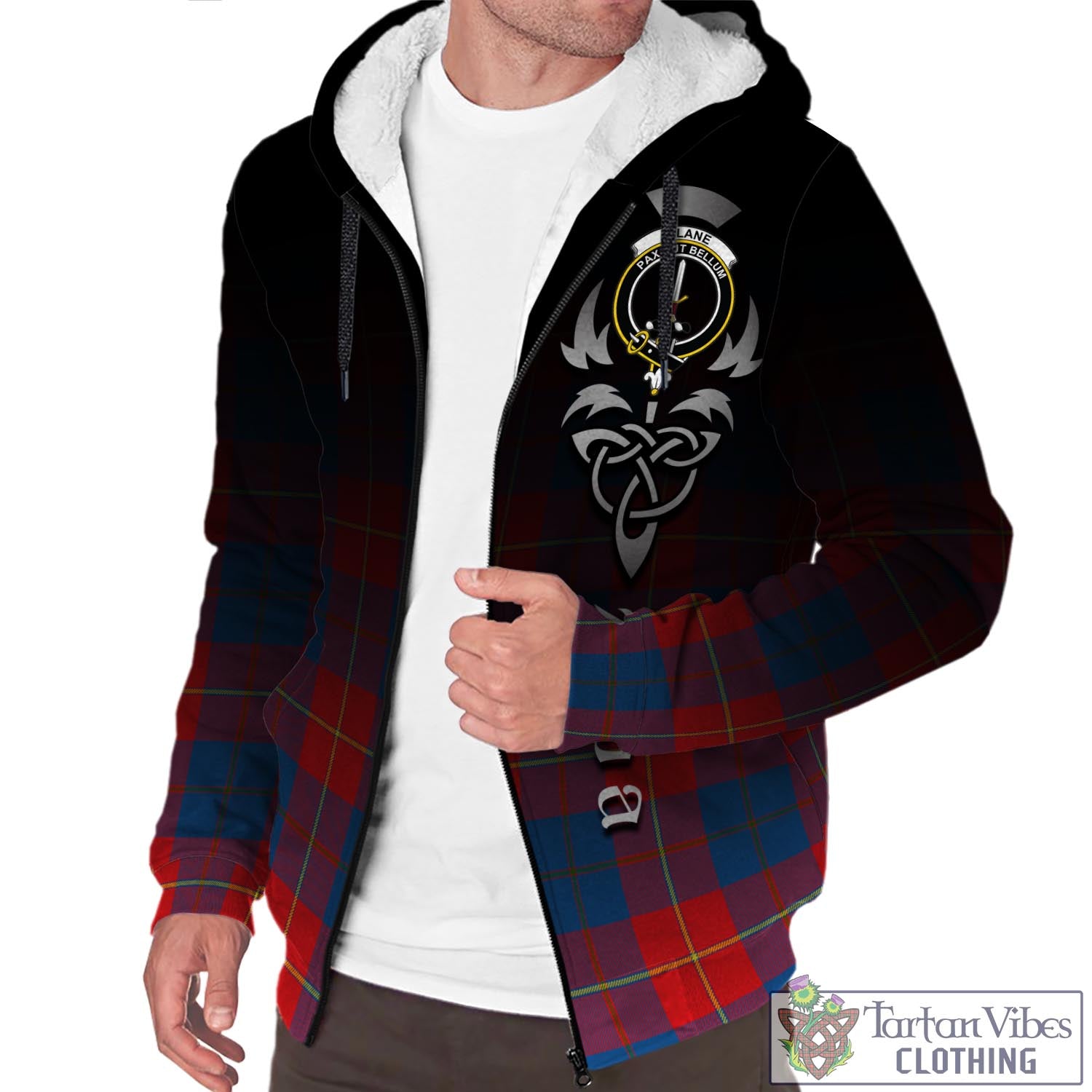 Blane Tartan Sherpa Hoodie Featuring Alba Gu Brath Family Crest Celtic Inspired Unisex - Tartan Vibes Clothing