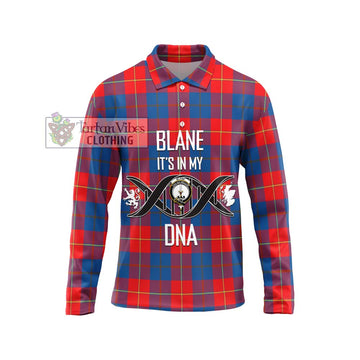 Blane Tartan Long Sleeve Polo Shirt with Family Crest DNA In Me Style Unisex - Tartan Vibes Clothing