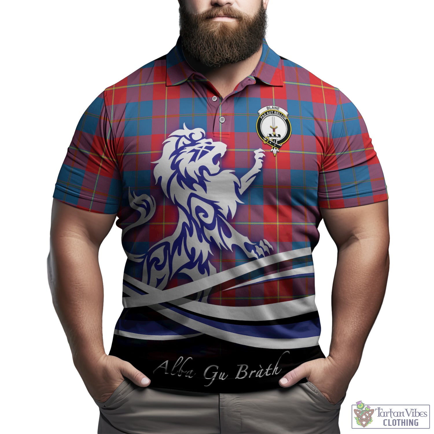 Blane Tartan Polo Shirt with Alba Gu Brath Regal Lion Emblem Kid - Tartan Vibes Clothing