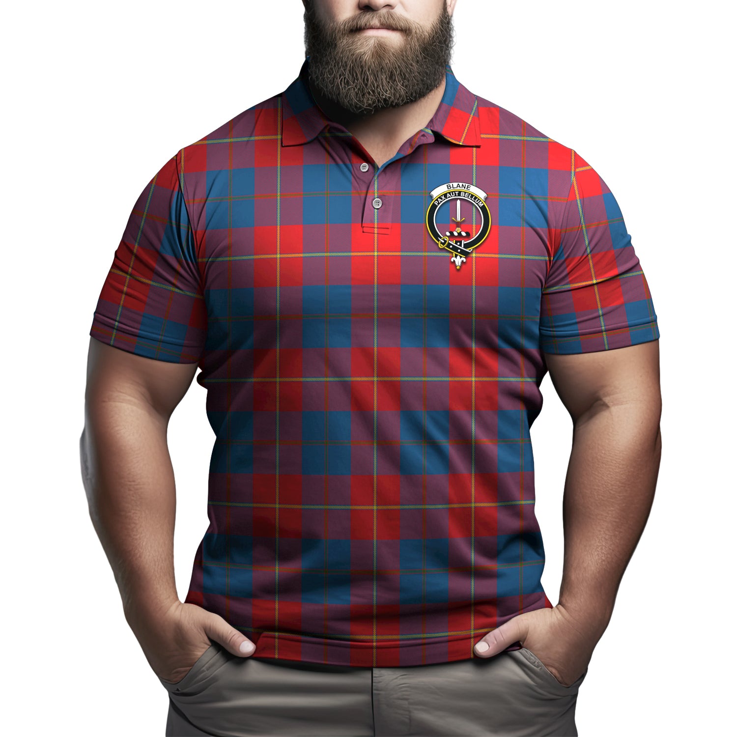 Blane Tartan Men's Polo Shirt with Family Crest - Tartanvibesclothing