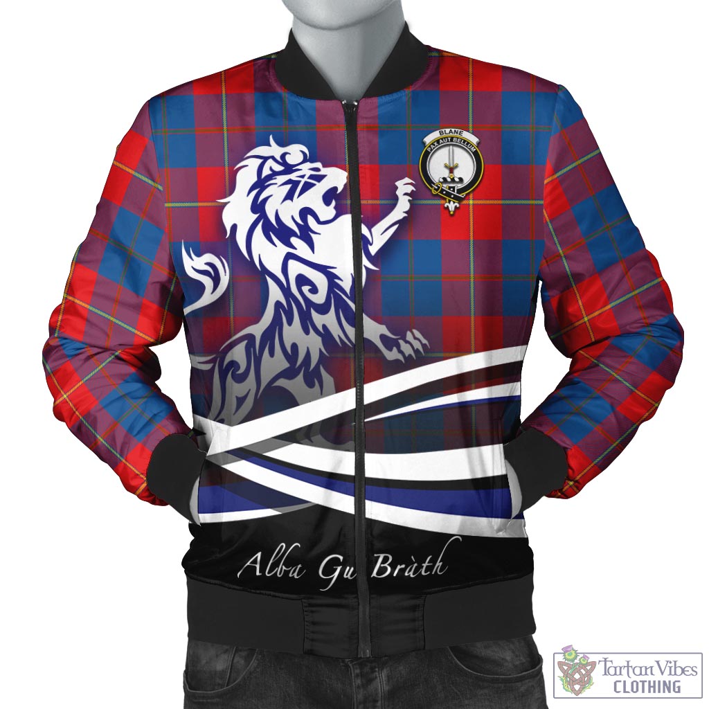 Blane Tartan Bomber Jacket with Alba Gu Brath Regal Lion Emblem Unisex - Tartan Vibes Clothing