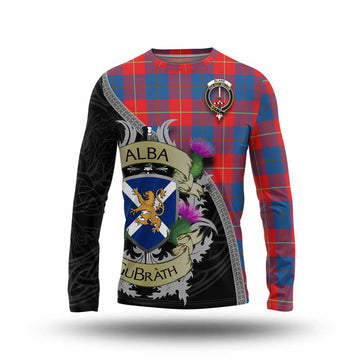 Blane Tartan Family Crest Long Sleeve T-Shirt Lion Rampant Royal Thistle Shield Celtic Inspired Unisex - Tartan Vibes Clothing