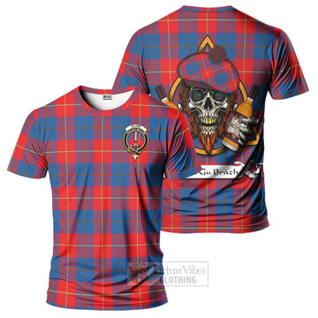 Blane Tartan T-Shirt with Family Crest and Bearded Skull Holding Bottles of Whiskey Kid's Shirt - Tartan Vibes Clothing