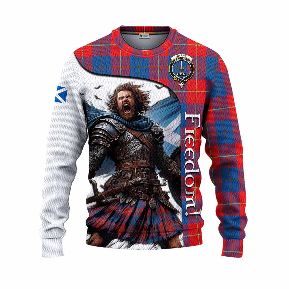 Blane Crest Tartan Knitted Sweater Inspired by the Freedom of Scottish Warrior Unisex - Tartan Vibes Clothing