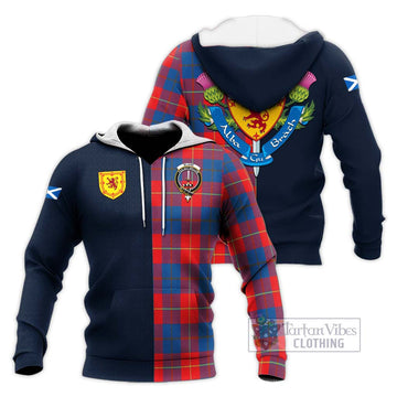 Blane Tartan Knitted Hoodie Alba with Scottish Lion Royal Arm Half Style Unisex Knitted Pullover Hoodie - Tartan Vibes Clothing
