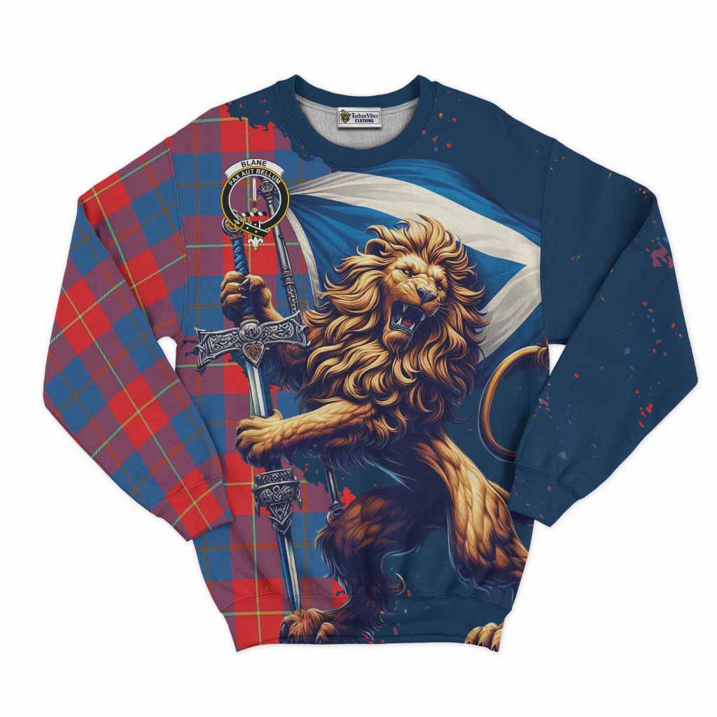 Blane Tartan Family Crest Sweatshirt with Scottish Majestic Lion Unisex - Tartan Vibes Clothing