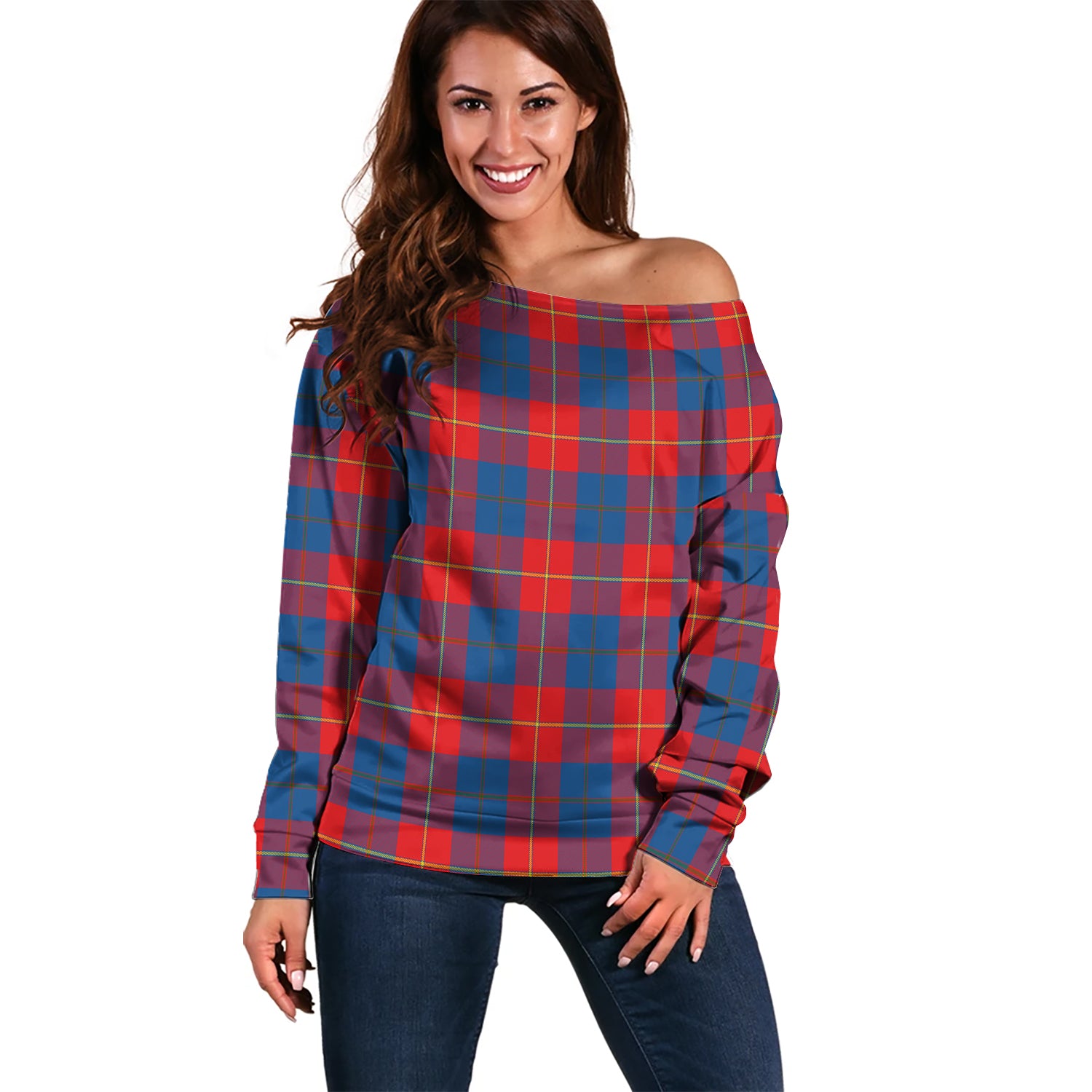 Blane Tartan Off Shoulder Women Sweater Women - Tartan Vibes Clothing
