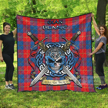 Blane Tartan Quilt with Celtic Skull Alba Gu Brath Style Super King Quilt 91" x 110" - Tartan Vibes Clothing