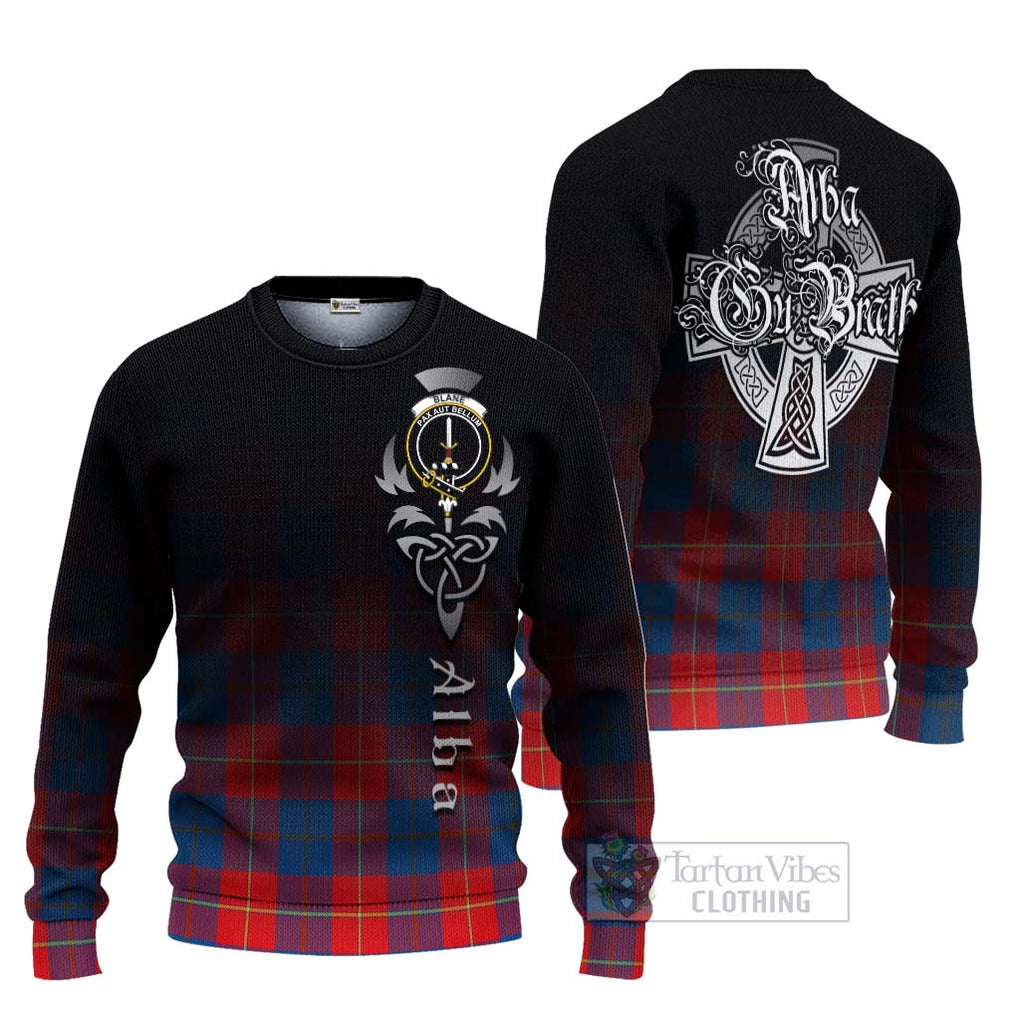 Blane Tartan Ugly Sweater Featuring Alba Gu Brath Family Crest Celtic Inspired Unisex - Tartan Vibes Clothing