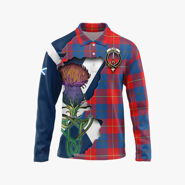 Tartan Vibes Clothing Blane Tartan Family Crest Long Sleeve Polo Shirt Scottish Thistle Celtic Inspired