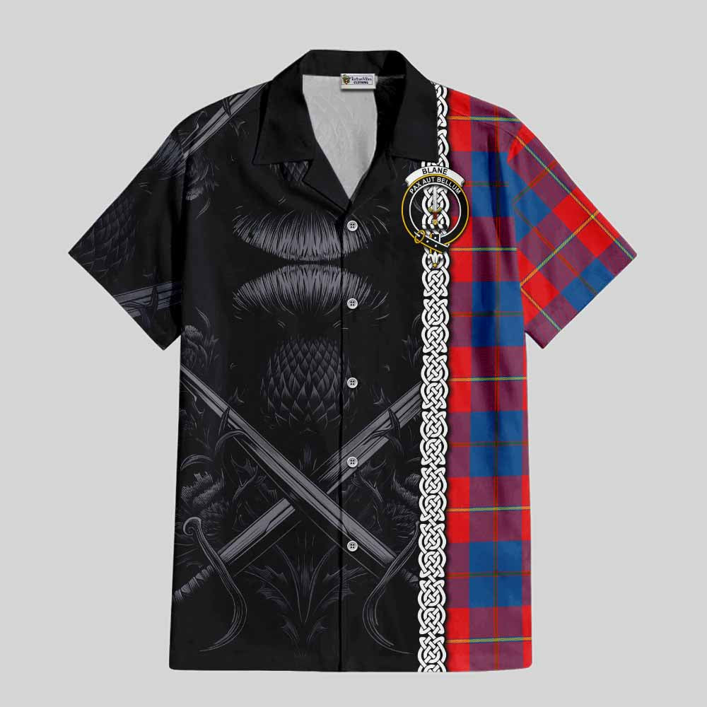 Blane Tartan Hawaiian Shirt with Family Crest Cross Sword Thistle Celtic Vibes Kid - Tartan Vibes Clothing