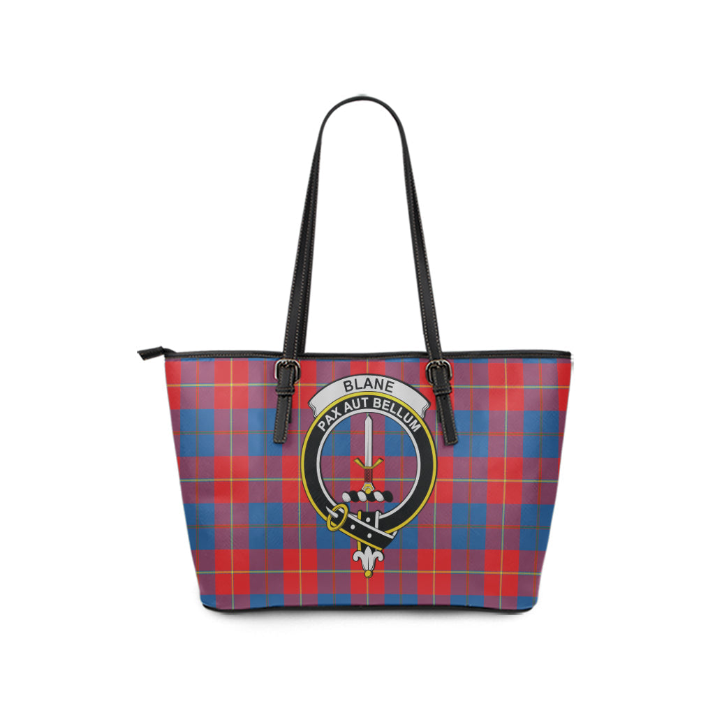 Blane Tartan Leather Tote Bag with Family Crest - Tartan Vibes Clothing