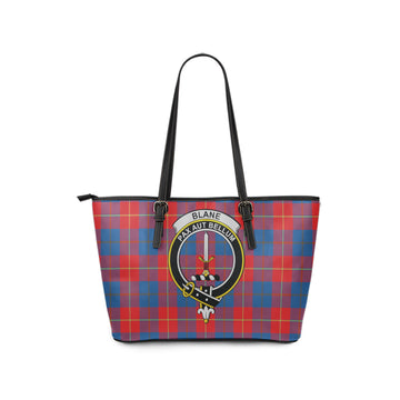 Blane Tartan Leather Tote Bag with Family Crest