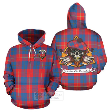 Blane Tartan Hoodie with Family Crest and Bearded Skull Holding Bottles of Whiskey Zip Hoodie - Tartan Vibes Clothing