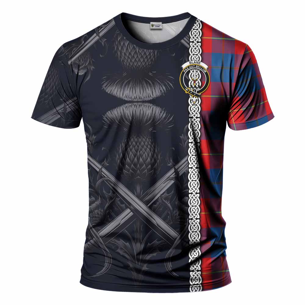 Blane Tartan T-Shirt with Family Crest Cross Sword Thistle Celtic Vibes Kid's Shirt - Tartan Vibes Clothing