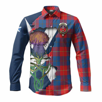 Tartan Vibes Clothing Blane Tartan Family Crest Long Sleeve Button Shirt Scottish Thistle Celtic Inspired