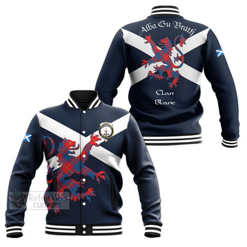 Blane Tartan Lion Rampant Baseball Jacket Proudly Display Your Heritage with Alba Gu Brath and Clan Name Unisex - Tartan Vibes Clothing