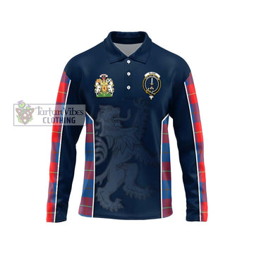 Blane Tartan Long Sleeve Polo Shirt with Family Crest and Lion Rampant Vibes Sport Style Unisex - Tartan Vibes Clothing