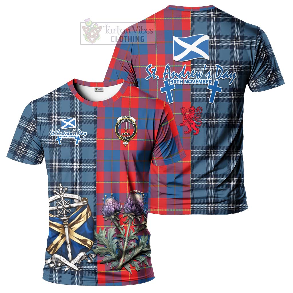 Blane Tartan T-Shirt Happy St. Andrew's Day Half Tartan Style Kid's Shirt - Tartan Vibes Clothing