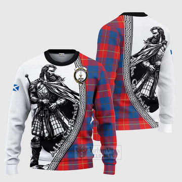 Blane Tartan Clan Crest Knitted Sweater with Highlander Warrior Celtic Style Unisex - Tartan Vibes Clothing