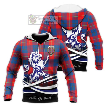 Blane Tartan Knitted Hoodie with Alba Gu Brath Regal Lion Emblem Unisex Knitted Pullover Hoodie - Tartan Vibes Clothing
