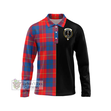 Blane Tartan Long Sleeve Polo Shirt with Family Crest and Half Of Me Style Unisex - Tartan Vibes Clothing