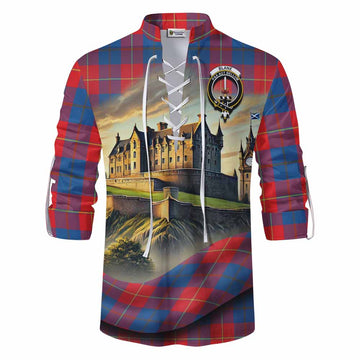 Blane Tartan Family Crest Ghillie Kilt Shirt with Scottish Ancient Castle Style Men - Tartan Vibes Clothing