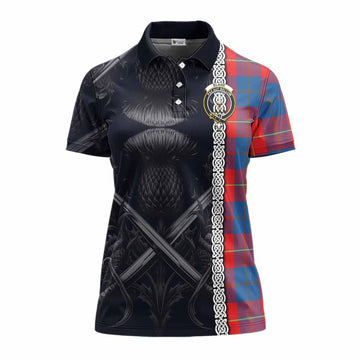 Blane Tartan Women's Polo Shirt with Family Crest Cross Sword Thistle Celtic Vibes Women - Tartan Vibes Clothing