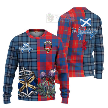 Blane Tartan Knitted Sweater Happy St. Andrew's Day Half Tartan Style Unisex - Tartan Vibes Clothing