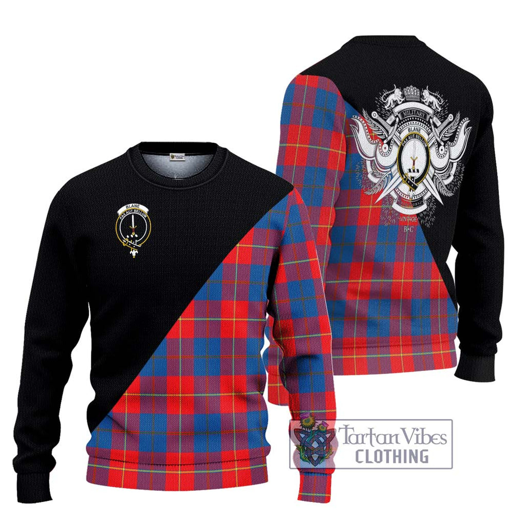 Blane Tartan Ugly Sweater with Family Crest and Military Logo Style Unisex - Tartan Vibes Clothing