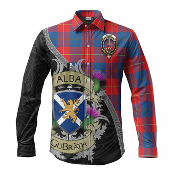 Blane Tartan Family Crest Long Sleeve Button Shirt Lion Rampant Royal Thistle Shield Celtic Inspired Men's Shirt S - Tartan Vibes Clothing
