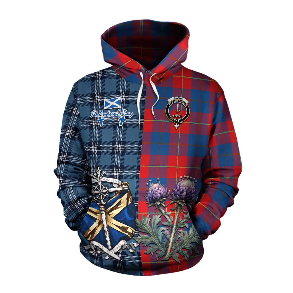 Blane Tartan Cotton Hoodie Happy St. Andrew's Day Half Tartan Style Pullover Hoodie XS - Tartan Vibes Clothing