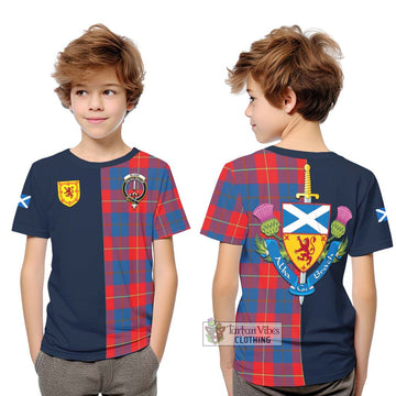 Blane Tartan Kid T-Shirt Alba with Scottish Lion Royal Arm Half Style Youth XL Size14 - Tartan Vibes Clothing