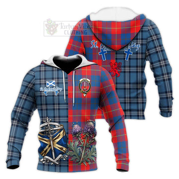 Blane Tartan Knitted Hoodie Happy St. Andrew's Day Half Tartan Style Unisex Knitted Pullover Hoodie - Tartan Vibes Clothing