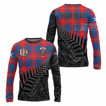 Blane Crest Tartan Long Sleeve T-Shirt with New Zealand Silver Fern Half Style Unisex - Tartan Vibes Clothing