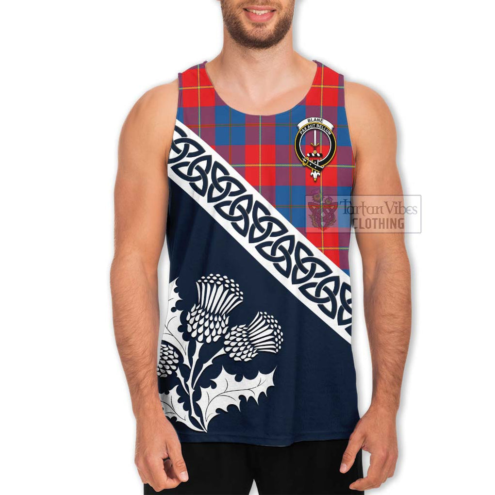 Blane Tartan Men's Tank Top Featuring Thistle and Scotland Map Men - Tartan Vibes Clothing