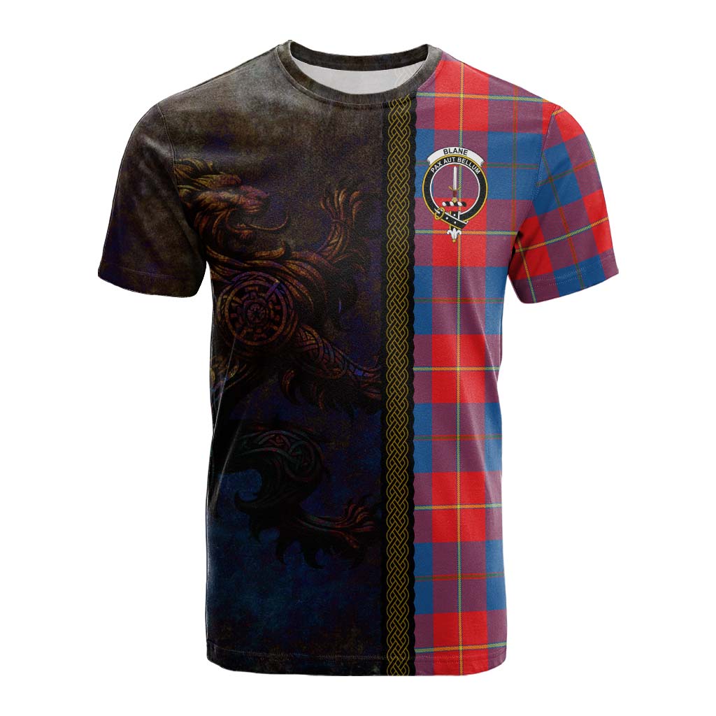 Tartan Vibes Clothing Blane Tartan Family Crest Cotton T-shirt Alba Gu Brath Be Brave Lion Ancient Style