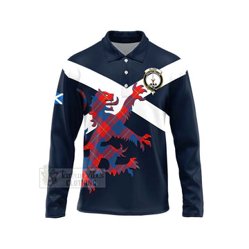 Blane Tartan Lion Rampant Long Sleeve Polo Shirt Proudly Display Your Heritage with Alba Gu Brath and Clan Name Unisex - Tartan Vibes Clothing