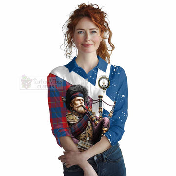 Blane Tartan Women's Casual Shirt with Family Crest Scottish Bagpiper Vibes Female - Tartan Vibes Clothing