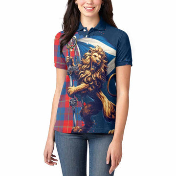 Blane Tartan Family Crest Women's Polo Shirt with Scottish Majestic Lion Women - Tartan Vibes Clothing