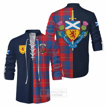 Blane Tartan Ghillie Kilt Shirt Alba with Scottish Lion Royal Arm Half Style Men - Tartan Vibes Clothing