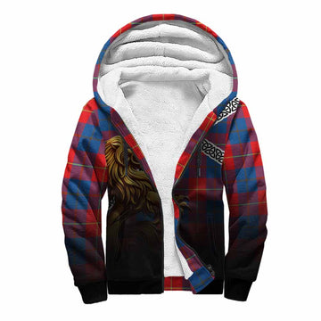 Blane Crest Tartan Sherpa Hoodie with Golden Lion Emblem Celtic Style Unisex S - Tartan Vibes Clothing