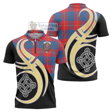 Blane Tartan Zipper Polo Shirt with Family Crest and Celtic Symbol Style Unisex - Tartan Vibes Clothing