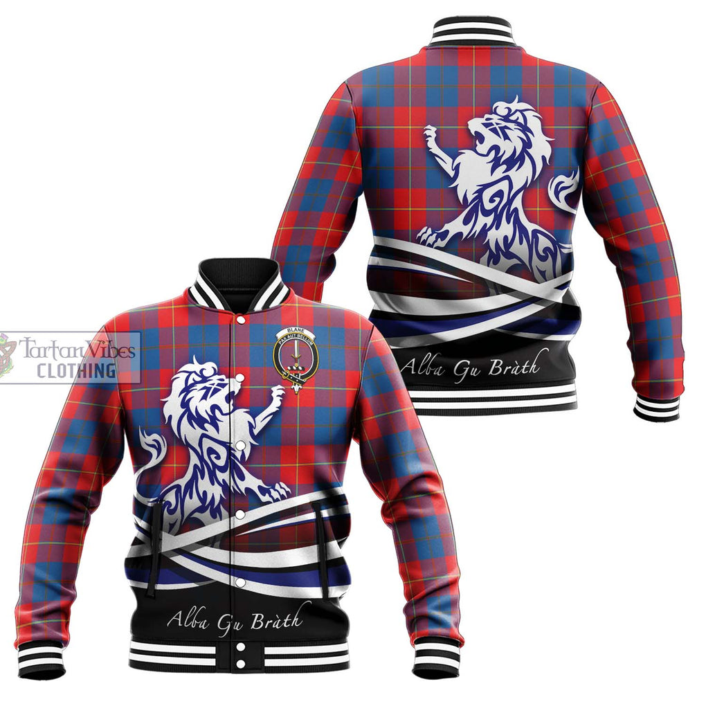 Blane Tartan Baseball Jacket with Alba Gu Brath Regal Lion Emblem Unisex - Tartan Vibes Clothing
